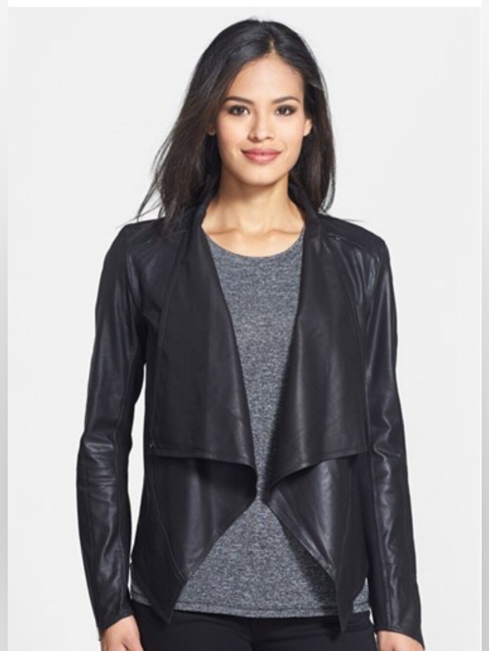 Gianni Bini Faux Pebble Leather Open Jacket